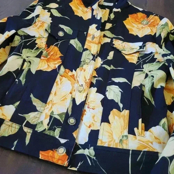 ST. JOHN Sport Tropical Floral Print Jacket Button Up Coat Size S - Picture 3 of 6